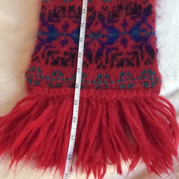 Knit Scarf Jewel Tone Red Blue Teal - Picture 3 of 7